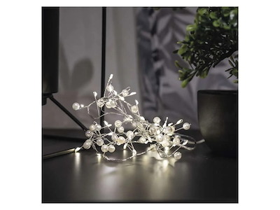 EMOS Lyskæde Pearls 40 LED 1,2M m/batteri & timer 