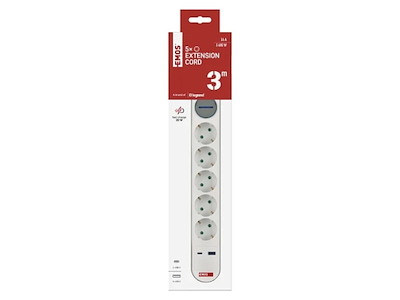 EMOS 5-Stikdåse 3 m med USB-A/USB-C Hvid/Grå