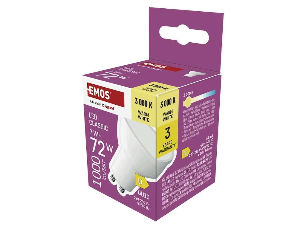 EMOS LED spot Mr16 7W (72W) 3000K Gu10