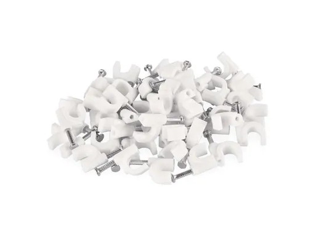 EMOS Kabelclips 8mm | Hvid | 50 stk.
