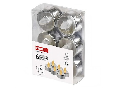 EMOS LED Fyrfadslys Sølv | 6-Pak
