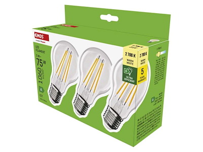EMOS LED Pærer 5W (75W) 2700K E27 3-PAK