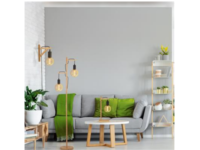 Searchlight Bordlampe Woody Træ & Sort