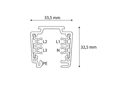 UNIPRO T34B 3-faset Skinne 4 m Sort