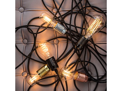 Danlamp stofledning med metalfatning (E27) – 4 meter, sort (Messing)