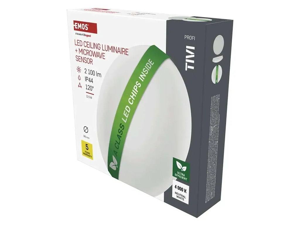 EMOS TIVI LED Plafond 12,5W 4000K ø380mm IP44 m/Sensor