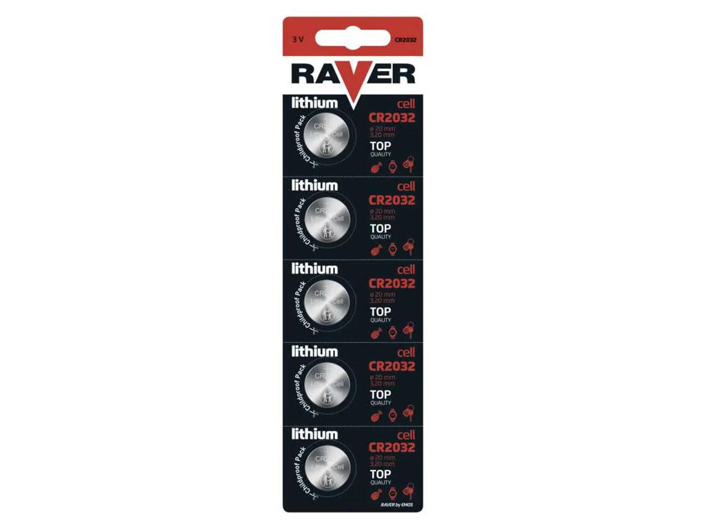 Raver Lithium CR2032 Batterier | 5-Pak