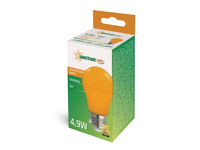 Spectrum E27 LED pære A50 4,9W Orange Matteret