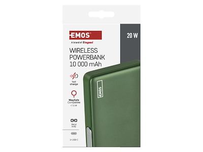 EMOS Powerbank, 10 000 mAh, PD 38,7 W + PD 20W (Army-green)