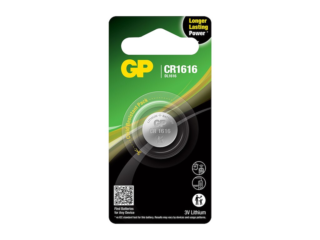 GP Lithium CR1616 Batteri | 1-Pak