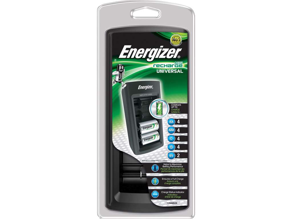 Batterioplader F/AA, AAA, C, D, 9V