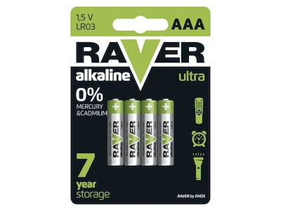 RAVER Ultra Alkaline AAA Batterier LR03 1,5V | 4-Pak