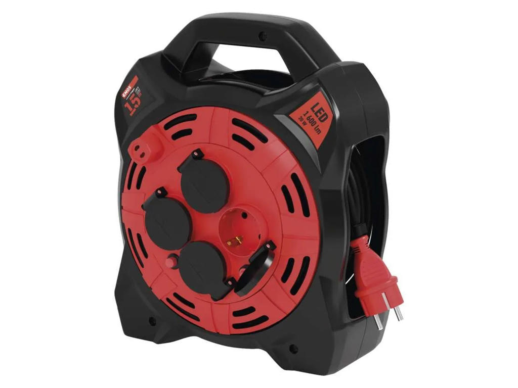 Kabeltromle 15 Meter m/ 20W LED lys 1600 lumen