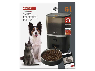 EMOS Pet Care | Foderautomat m. HD kamera, timer og WiFi | 6 liter 
