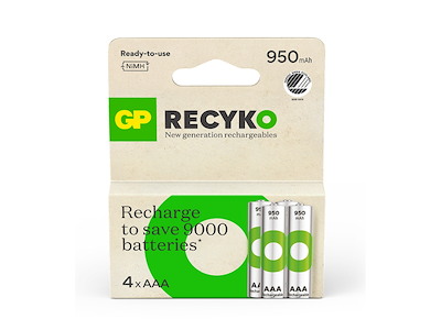 GP ReCyko AAA Batteri | Svanemærket | 4-pak