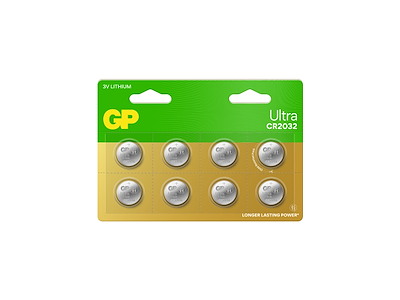 GP Lithium CR2032 Batteri | 8-Pak