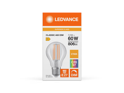 Ledvance Filament LED Pære 7,2W (60W) 2700K E27 | Dæmpbar