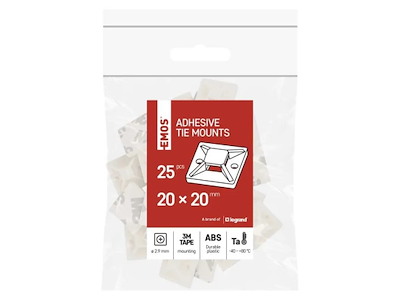 EMOS Selvklæbende Kabelholder 20×20 mm | Hvid | 25-Pak