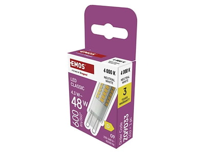 EMOS Classic JC G9 LED Pære 4,3W (48W) 4000K