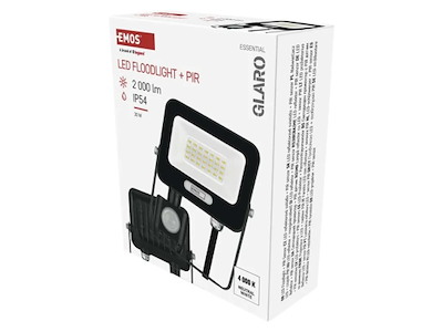 EMOS GLARO LED Projektør 20W 4000K m/Sensor IP54