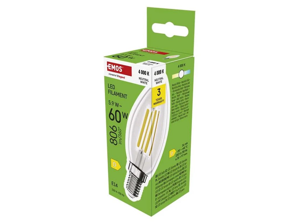 EMOS LED Kerte 6W (60W) 4000K E14