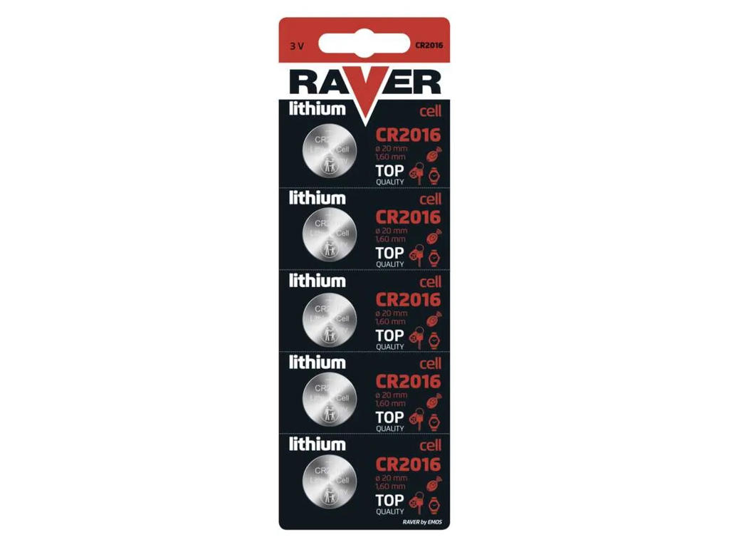 Raver Lithium CR2016 Batterier | 5-Pak