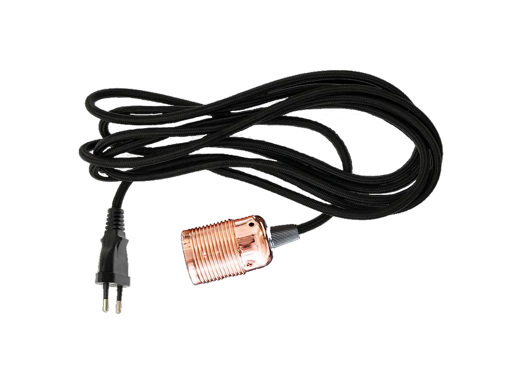 Danlamp stofledning med metalfatning (E27) – 4 meter, sort (Kobber)