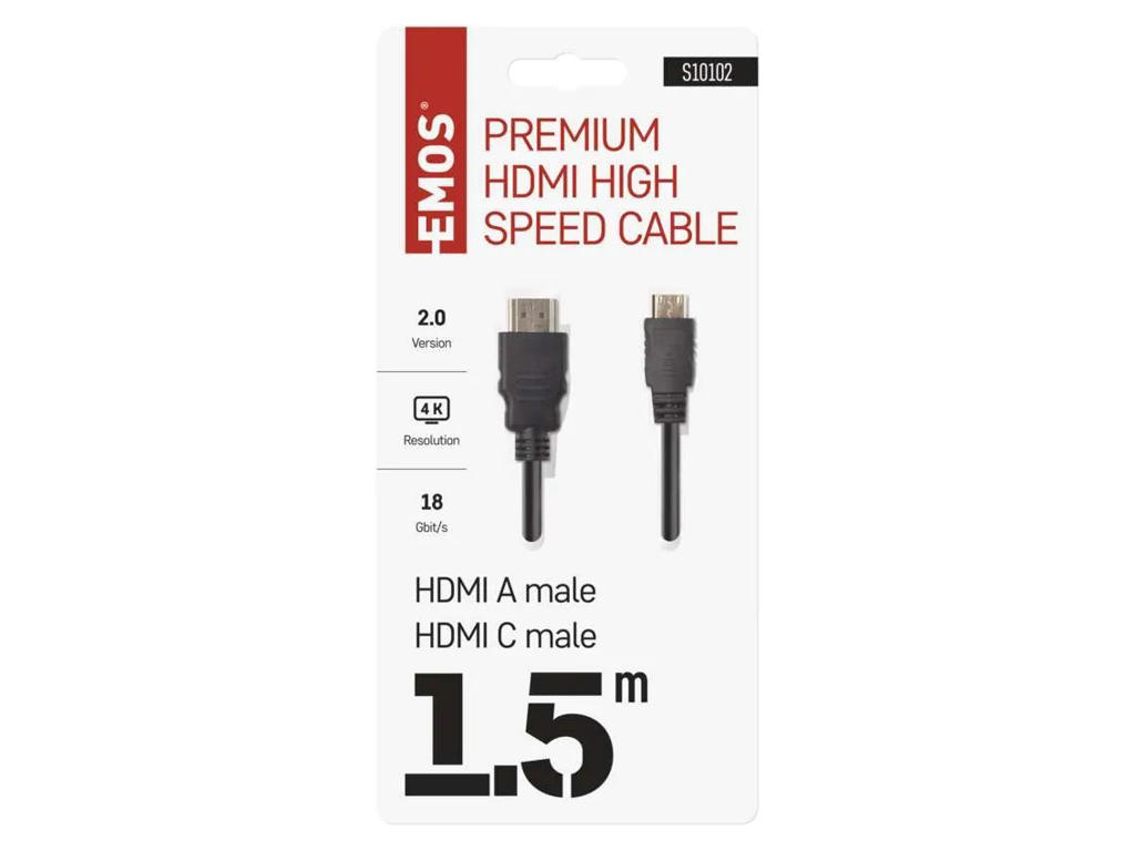 HDMI A til HDMI C kabel 4K 1.5 meter