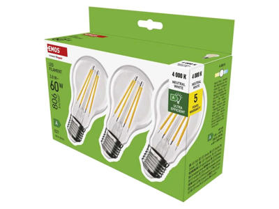 EMOS LED Pærer 3,8W (60W) 4000K E27 3-PAK