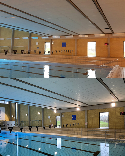 LED lys i svømmehal